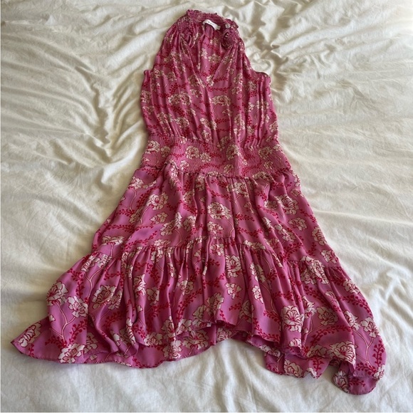 A.L.C. Cody Floral Silk Dress Pink 10 - Picture 6 of 8